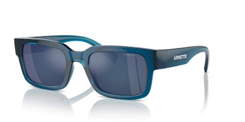 Arnette Men's AN4343 Bigflip Rectangular Sunglasses, Transparent Blue/Blue Mirrored Blue, 52 mm2