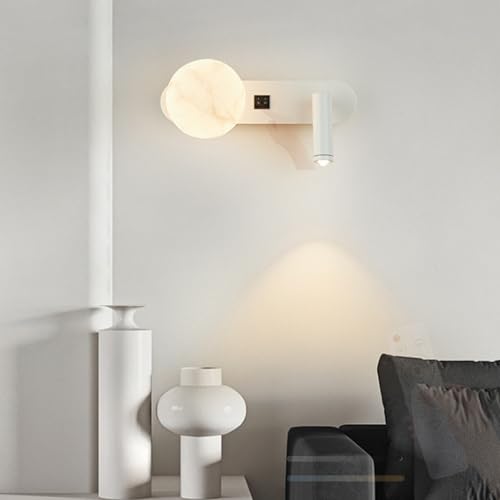 Focos aplique de pared LED interior regulable 2700K-6500K con interruptor blanco
