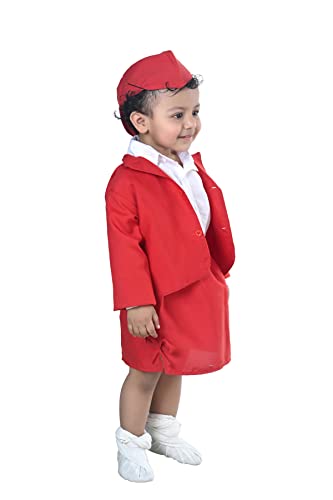 Image of BookMyCostume Airline Air Hostess Kids Fancy Dress Costume for Girls - Red 3-4 years