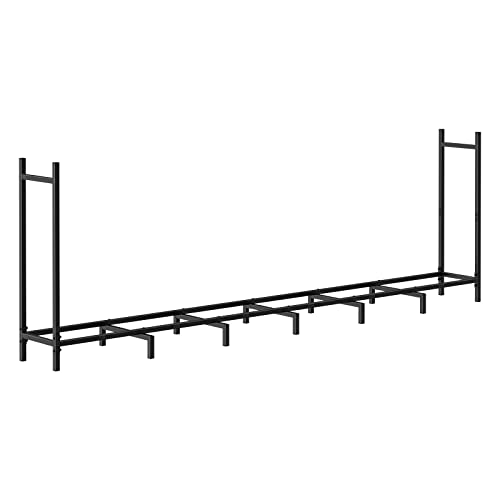Nananardoso 8Ft Outdoor Firewood Rack Holder For Fireplace Wood Storage, Bottom Widening, Adjustable Heavy Duty Fire Log Stacker Stand For Fireplace Metal Lumber Storage Carrier Organizer, Matte Black #TOP7