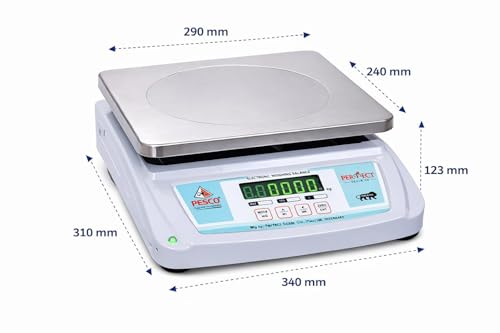 Image of Gripit Digital Weighing Scale 35kg x 1g Accuracy with 10x12 Inch Stainless Steel Pan | Heavy Duty Weight Machine for Shop, Kitchen & Commercial Use | Fast & Accurate Gram Weighing Machine