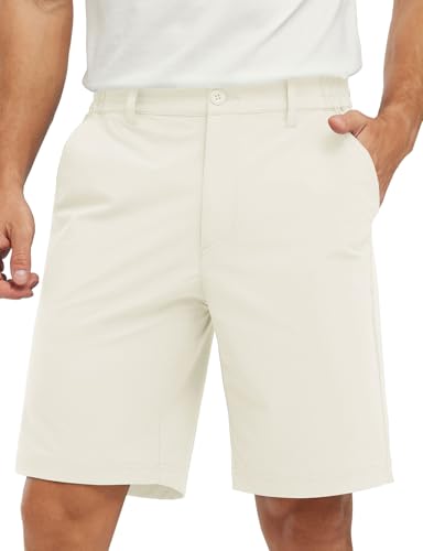 Image of TBMPOY Men's Golf Shorts Lightweight 5 Pockets Casual Dress Stretch Elastic Waist Quick Dry Flat Front Travel Shorts