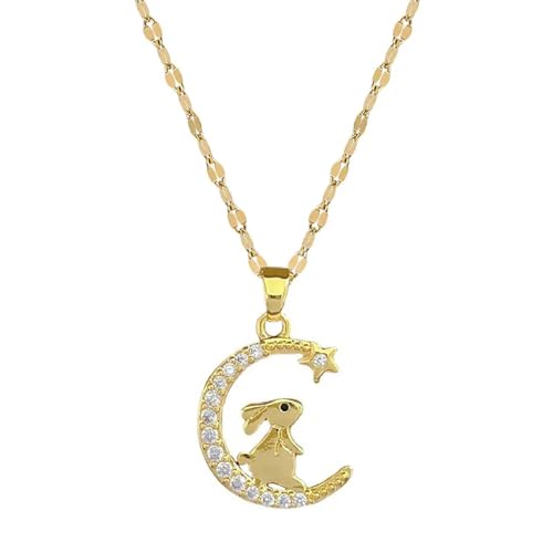 Collier lune lapin pour femme et homme pendentif animal charmant