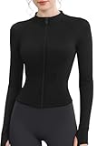 EIISSION Veste Sport Femme Slim Gilet Zippé Femme Tee Shirt Manches longues respirantes a...