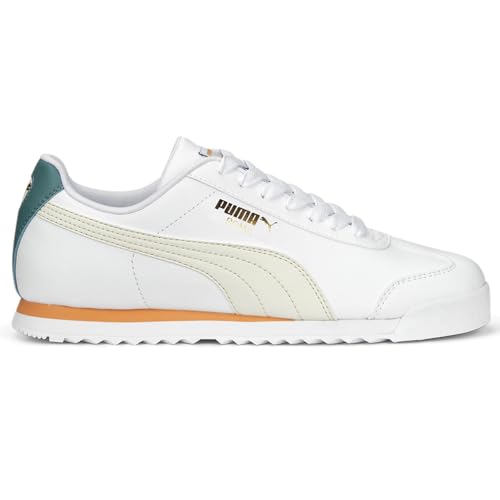 PUMA Men's Roma Sneaker, Basic+ Pristine White-Orange Peach, 8.52