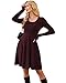 AUSELILY Langarm Strickkleid Damen Rundhalsausschnitt Pullover Kleid Gestrickt Herbstkleid Damen mit Taschen Weinrot L