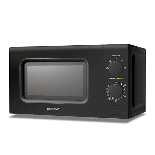 COMFEE' Forno a Microonde Nero, 20 Litri, 700 W, 5 Livelli di Potenza, Funzione di Scongelamento Rapido, Timer Manuale, Design Compatto-CM-M202CC(BK)
