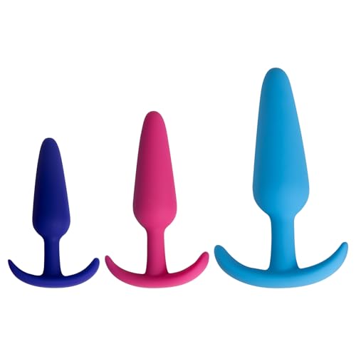 Butt Plug Training Kit with 3 Silicone Anal Plugs,Beginner to Advanced Set with Flared Base,Anal Plugs for Men, Women & Couples.