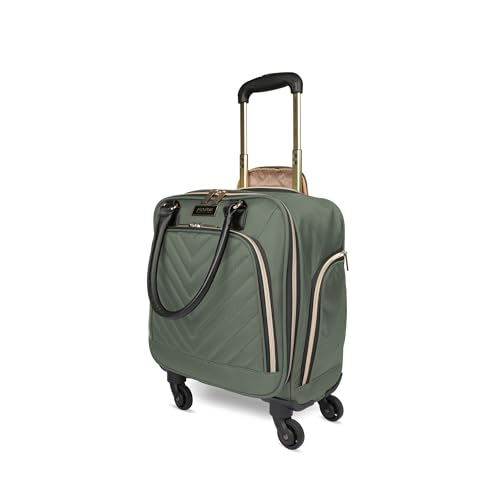 Image of Kenneth Cole REACTION Chelsea 2-Piece Bundle - 17 inch 4-Wheel Spinner Underseat Carry-On Luggage & Matching 15 inch Laptop Backpack, Olive