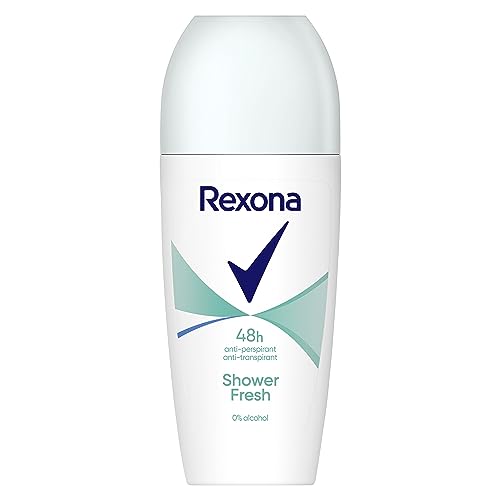 Rexona Dezodorant Roll-On Shower Fresh antyperspirant z 48-godzinną ochroną przed nieprzyjemnym zapachem ciała i wilgocią pod pachami, 6 x 50 ml