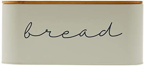 Bloomingville Metal Bread Bin With Bamboo Lid, 11.75"L X 7"H, Grey #TOP1