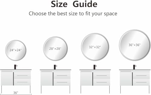 Image of 2 Feet Round Frameless Wall-Mounted HD Mirror with 5 mm Glass Thickness | Wall Hanging Mirror for Bathroom, Entryway, Living Room