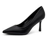 Herstyle 3 Inch Stiletto Pumps for Women – Closed Toe High Heels, Classic Pointed Toe Dress Shoes for Wedding, Office, Party & Work | Comfortable Formal Heels, Black, Size 8.5, Marneena