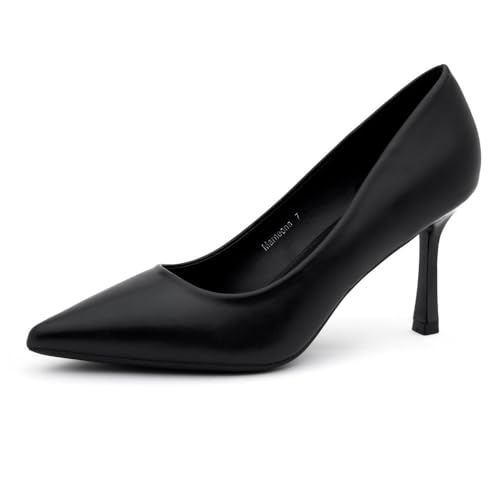 Herstyle 3 Inch Stiletto Pumps for Women – Closed Toe High Heels, Classic Pointed Toe Dress Shoes for Wedding, Office, Party & Work | Comfortable Formal Heels, Black, Size 8.5, Marneena
