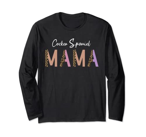 Cocker Spaniel Mama Mom Dog Lover Owner Leopard Print Maglia a Manica