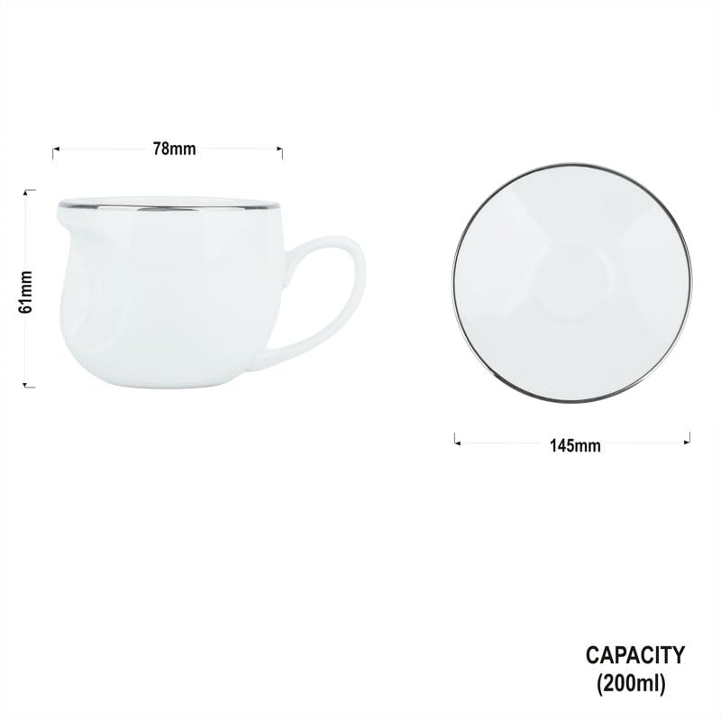 Image of Dandy Lines Face Platinum Band Cup and Saucer Set, Luxury Tea Set, Tea Cups with Saucers, Ceramic, Pack of 12, Microwave & Dishwasher Safe, Great for Hosting & Gifting