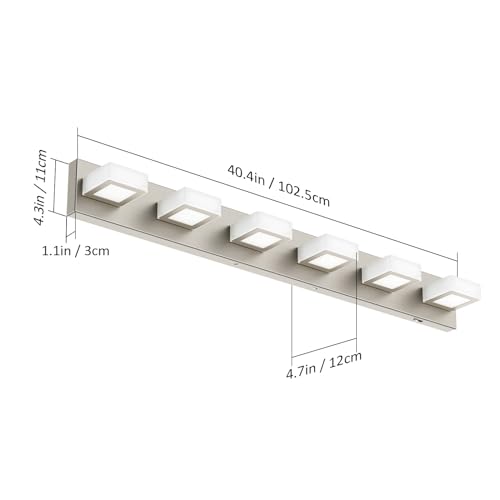 Image of Ralbay Brushed Nickel Bathroom Lights Fixtures Dimmable 5 Color Temperature Acrylic Modern Vanity Lights for Bathroom Brushed Nickel-5 CCT 40.4 inch