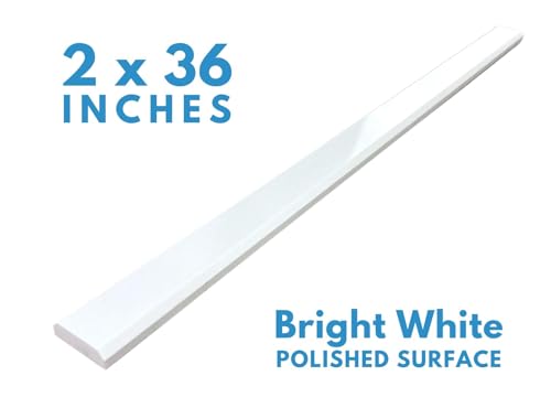 Threshold.Shop 2 x 36 inches | Double Beveled Engineered Marble Threshold for Floor Transitions (Bright White)
