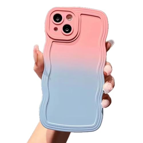 Rnrieyta Miagon Gradient Vague Coque pour iPhone 13 Pro Max,Mignon Cadre Ondulé Bouclé Etui Silicone Antichoc Esthétique Housse Souple TPU Full Caméra Protection