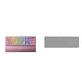 Razer BlackWidow V3 Quartz (Green Switch) - Gaming Tastatur mit mechanischen Schaltern QWERTY | US-Layout, Pink & Goliathus Extended Chroma Quartz - Extra große weiche XXL Gaming Maus-Matte Pink
