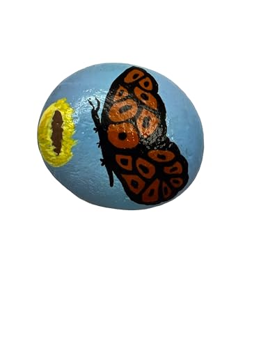 Monarch Butterfly and Sunflower Decorative hand painted rocks, garden stones, and bricks for indoor and outdoor use (3"-5") Medium (5"-8") Large (Medium)