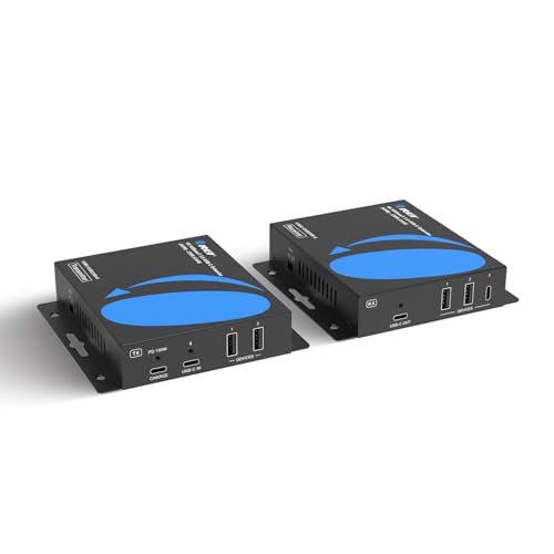 Image of OREI 4K HDBaseT 3.0 USB-C KVM Extender - 230ft Over Cat6a /7, 18Gbps, HDR, USB 2.0, RS-232, PoC