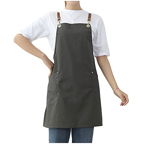 Watwass Schürze Damen Baumwolle Grill Latzschürze Mann Armeegrün Abwaschbar Schürze Kinder Malen Backen mit Tasche Cover