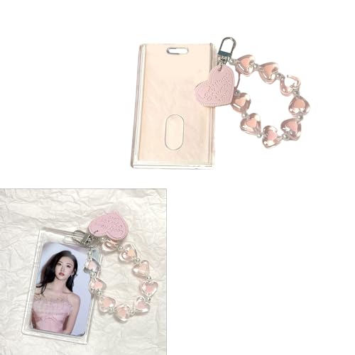 Acrylic Photocard Holder with Keychain for Girl Kpop Idol Photo Holder Bank Bus Student Card Protector Clear Hard Sleeve, 54*85ｍｍ2