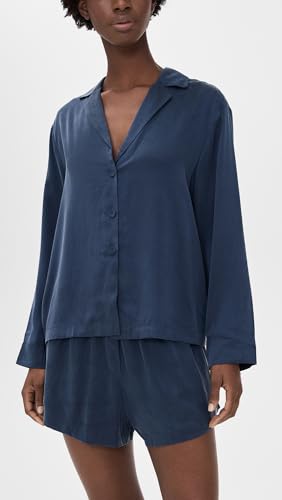 Lunya Women's Long Sleeve Silk Button Up Shorts Set2