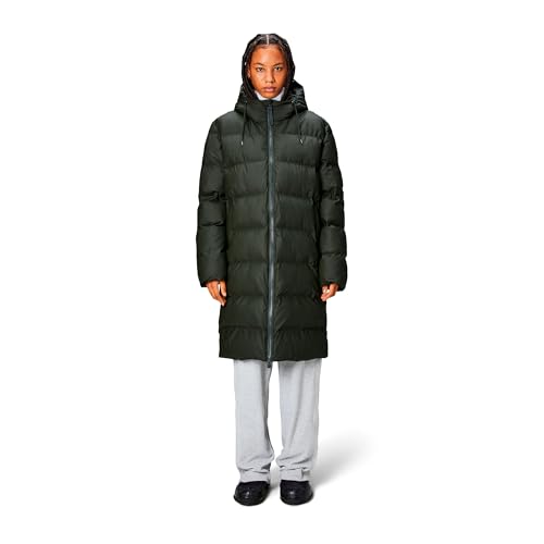 Image of RAINS Alta Puffer Jacket - Waterproof Winter Coat, Insulated Hood, Lightweight, Fleece Pockets, Warm for Cold Weather