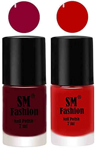 Image of Long Lasting Nail Polish | Nail Paint Combo 7 ml Each) - Set of 2 Boysenberry-Red