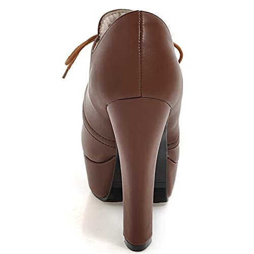 Betastella Women's Chunky Platform Booties Lace Up High Block Heel Ankle Boots4