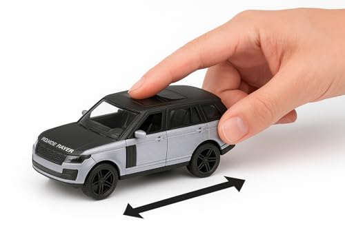 Image of 1:36 Scale Range Rover Toy Car - Die-Cast Alloy Pull-Back SUV Model with Lights & Sound, Openable Doors - Metal Toy Car for Kids, Boys & Collectors (Grey)