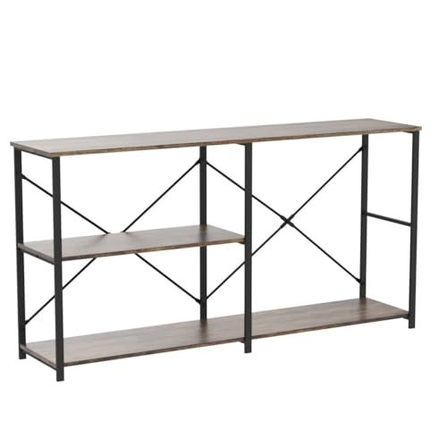 SHOCOKO Console Table for Entryway, Rustic Long Sofa Table with Shelf, Industrial Storage Entryway Hallway Tables, 63 Inch Rustic Brown