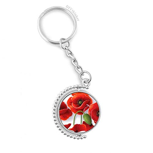 Porte-clé rotatif DIYthinker fleurs rouges pavot 3x9 cm
