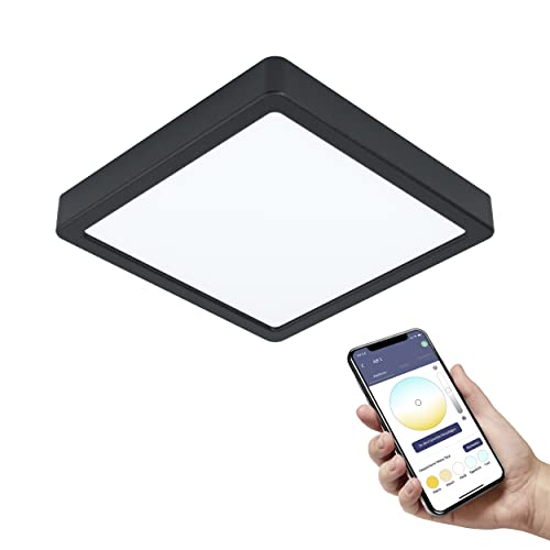 Eglo Connect.Z Smart Home Led Lampada Da Soffitto Per Bagno Fueva-Z, L X L 21 Cm, Zigbee, App E Controllo Vocale, Colore Della Luce Regolabile, Dimmer