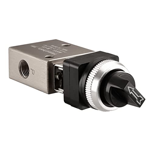 Image of Heschen Pneumatic Selective Knob Mechanical Air Valve, JM-05, 3 Way 2 Position, PT1 /4'', Normally Closed