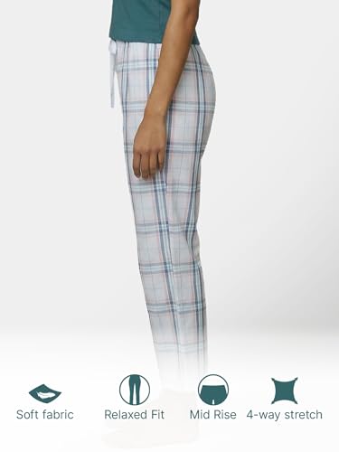 Image of Enamor Mid Rise Full Length Adjustable Drawstring Hangout Pant for Women - Relaxed Fit, Combed Cotton - E4A5
