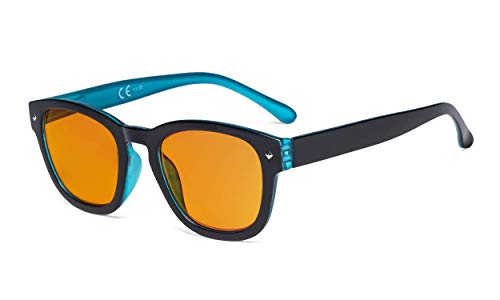 Image of Eyekepper Blue Light Blocking Reading Glasses with Orange Tinted Filter Lens for Sleeping - Anti Blue Ray Computer Readers - Black-Blue +2.50
