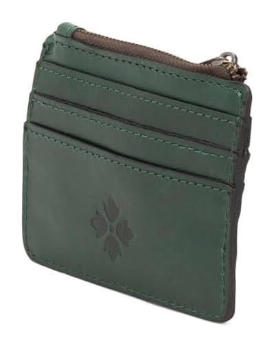 Image of Patricia Nash Leather Cassis ID Card Case Wallet, Soft Green, Snap Button and Zip Closure, 4.75in x 3.75in