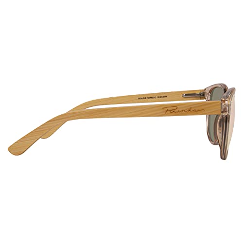 Piranha Aerial Women's Round Bamboo Sunglasses with Pink Crystal Frame & Mirrored Lenses2