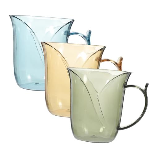 RORPOIR 3pcs Reusable Toothbrush Cups Transparent Bathroom Mugs for Mouthwash and Rinsing Modern Design for Home Use Includes and Cups