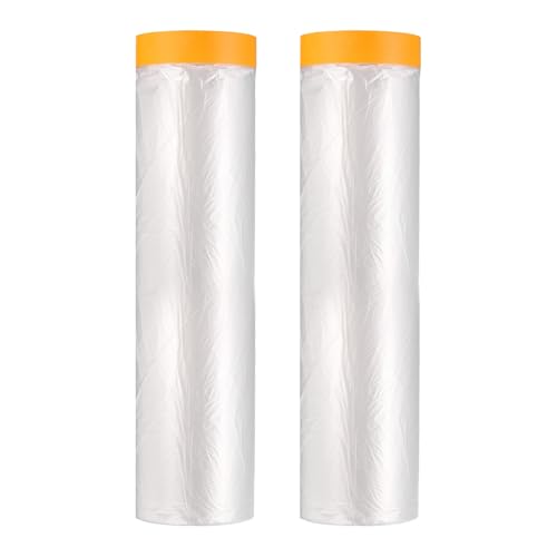 Film de masquage avec bande plastique statique anti-projections pour carrosserie, 2 rouleaux