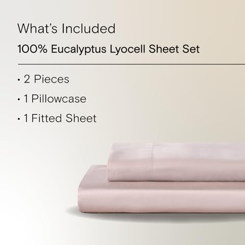 Sijo AiryWeight Tencel Sheet Set, 100% Lyocell Derived from Eucalyptus, Buttery Soft, Architectural Digest 2022 Best Cooling Sheets Winner - 2pc - 1 Pillowcase 1 Fitted (Blush, Twin)