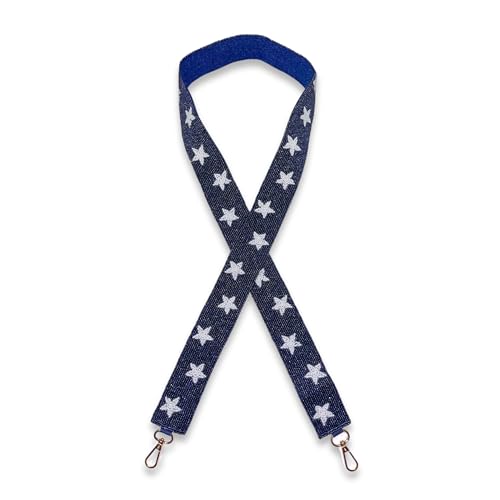 Navy Blue with Stars Beaded Purse Strap Girls Nashville Bride Concert Dallas for Game Day Clear Stadium Bag Football 49” Long Fan Gear OOTD