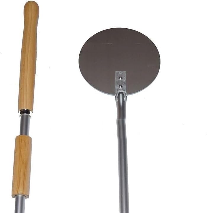GREGORIOSTORE Pala Tonda Professionale per Pizza, Acciaio Inox con Manico in Alluminio e Terminale in Legno di Faggio, 170cm, per Forno a Legna (18 cm) - 2
