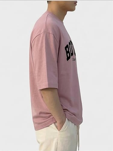 Image of BARKEYO Men's Half Sleeve Round Neck French Terry Graphic Print Oversized Tshirt for Man (Boston-ft) Pack of 2 (in, Alpha, XL, Regular, Red)