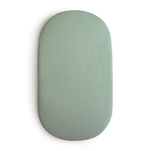 Image of mushie Extra Soft Bassinet Muslin Crib Sheet | 30" x 16" (Roman Green)