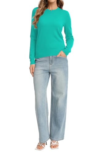 Image of QUALFORT Women's Sweaters Long Sleeve Soft Lightweight Basic Knitted Pullover Sweater