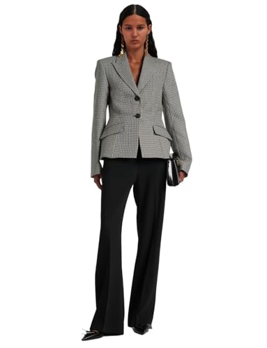 Costume manteau femme pied-de-poule avec revers en pointe coupe ajustée style entreprises